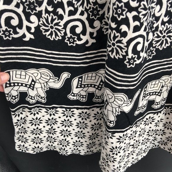 Labwanti wide leg boho festival indian goucho pant hippy black white elephant OS - Picture 4 of 9